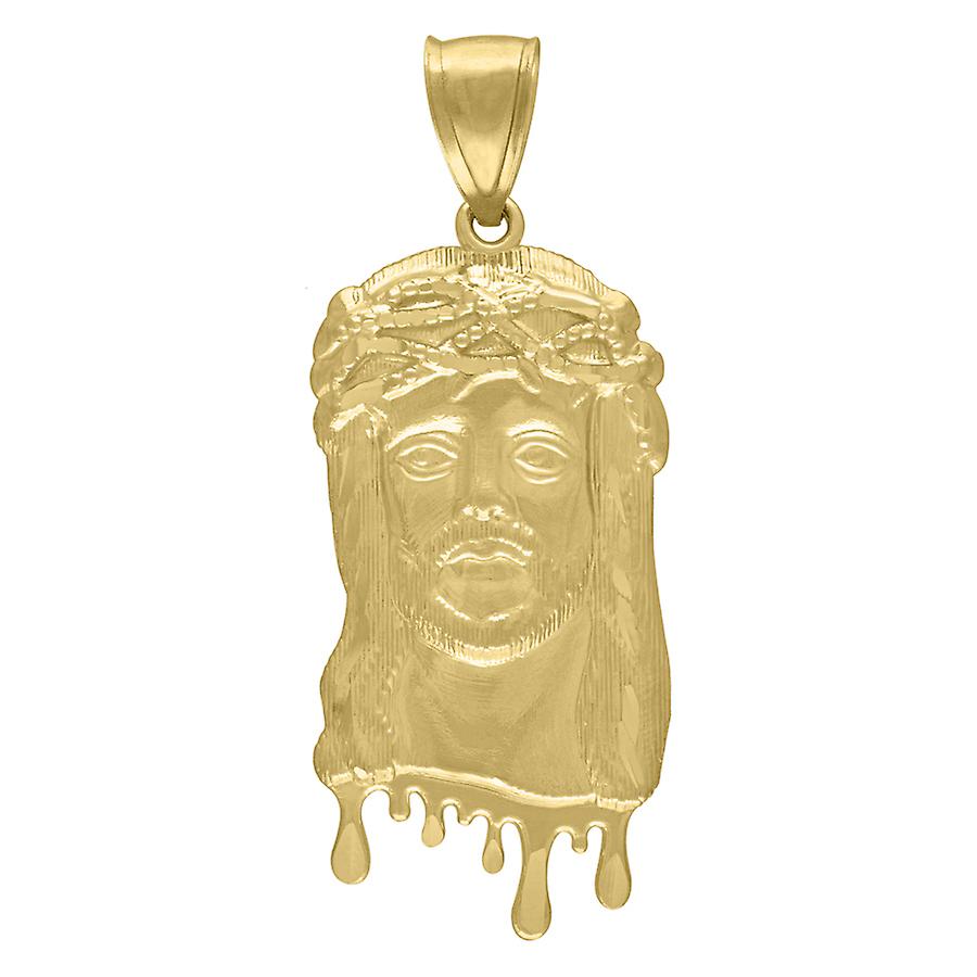 10Kイエローゴールドメンズイエス滴下宗教チャームペンダント50x20.5mm男性用ネックレス
