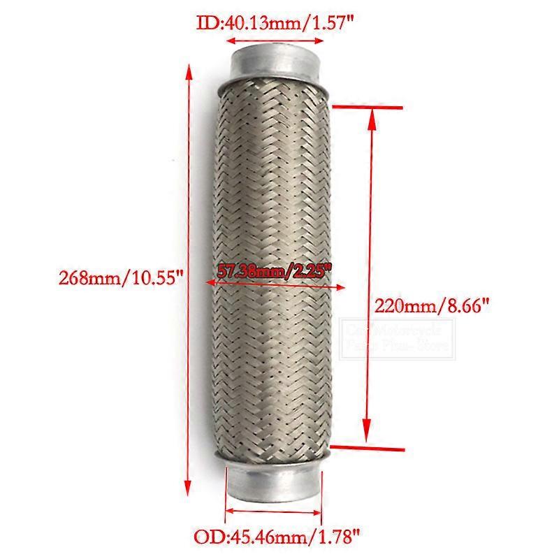 Stainless Steel Flexible Exhaust Flex Pipe – 2.25” X 6”/10” – 2-Ply Double-Braided, Universal Muffler Tube For Cars & Trucks