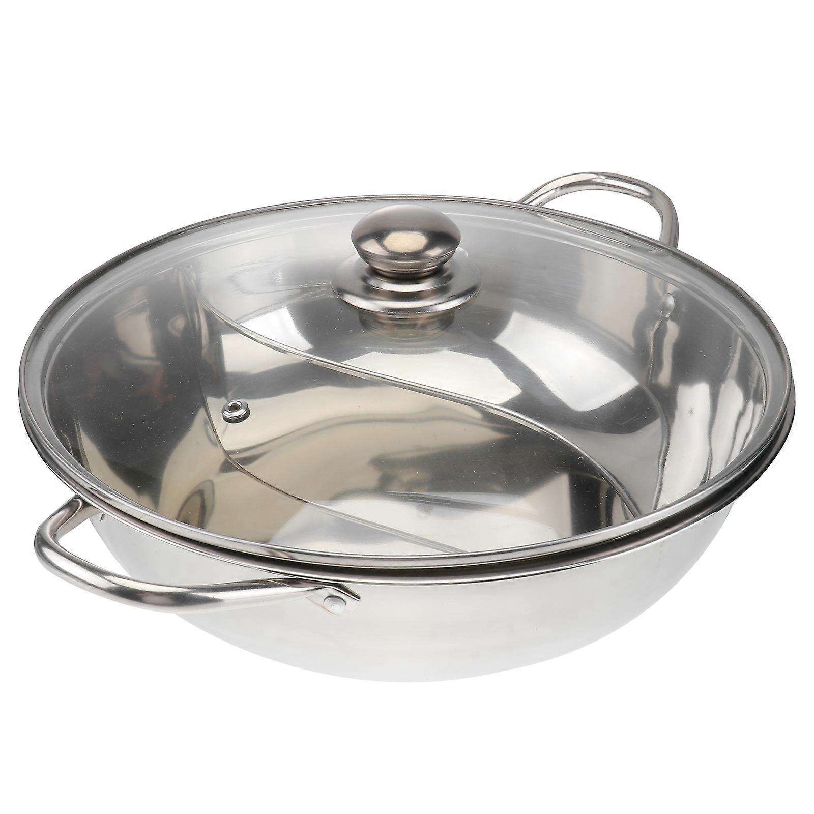 Multifunctional Induction Cooker Pot Stainless Steel Dual Hot Pot Cookware Cooking Pots with Lid (30cm)