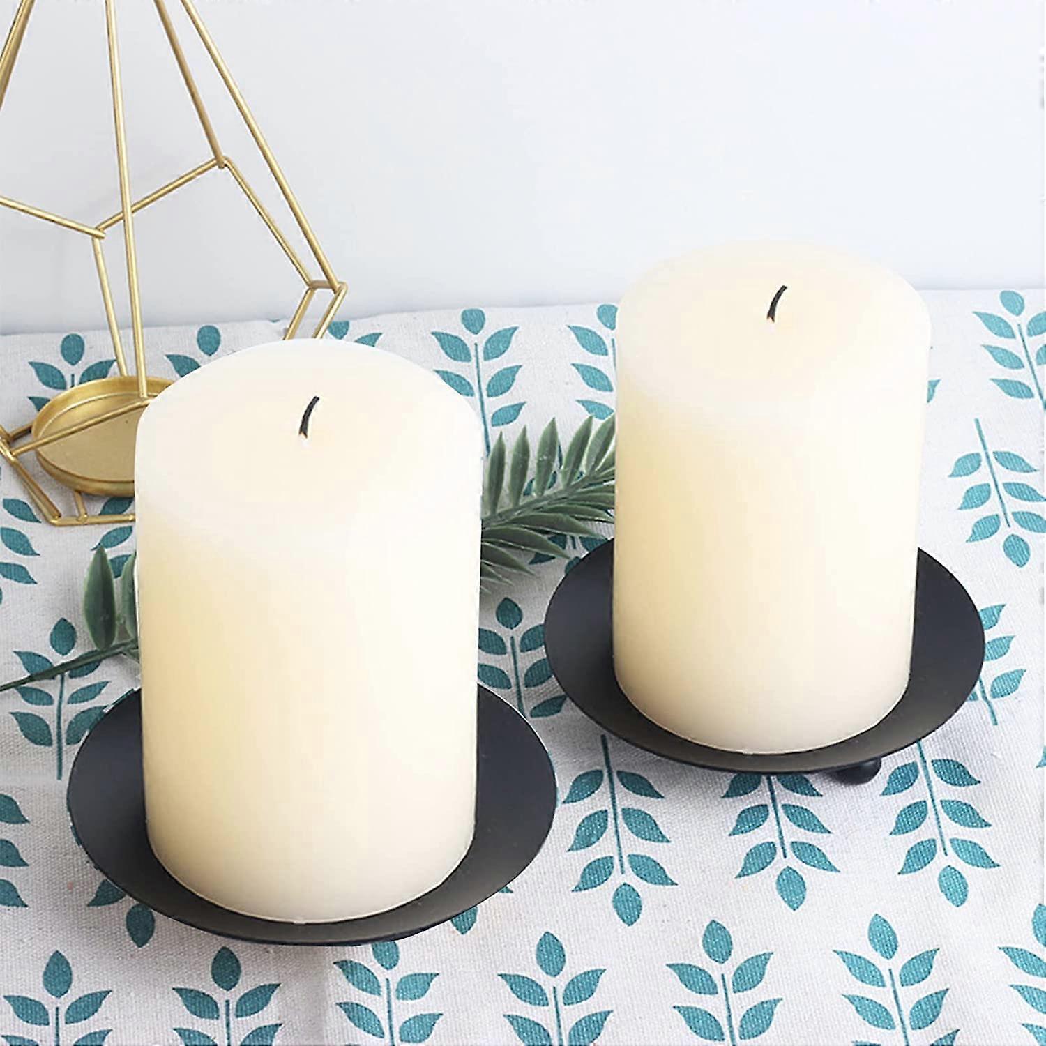 Sziqiqi Vintage Grande Portacandele a Colonna Set di 2 Portacandele in Metallo Porta Candele Retrò Nero Opaco Centrotavola Ornamenti Per Tavolino da Pranzo Mantello Decorazione Caminetto