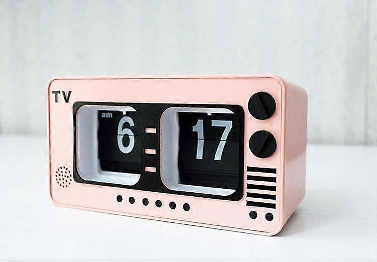 Retro Industrial Style Metal Lamp TV Digital Table Clock Flip