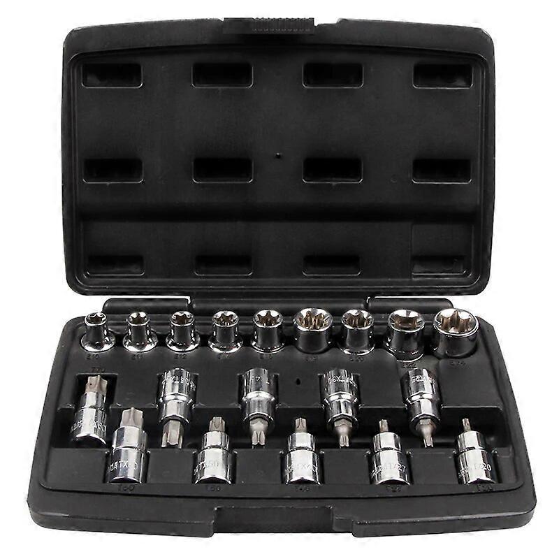 VT13349 19Pcs 1/2" Socket Set Drive Star Socket Bit Socket Set Tools Kit External E10~E24 Torx T20~T70 Socket Set DC160810