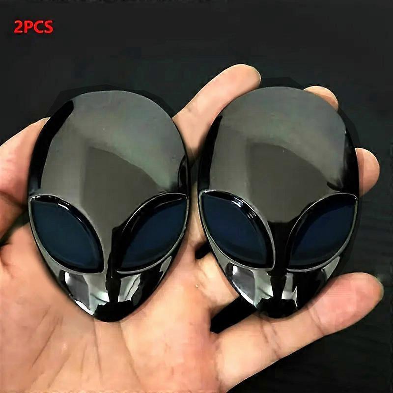 2pcs Alien Head Auto Emblem - Add a Unique 3D Look to Your Car or Motorbike!