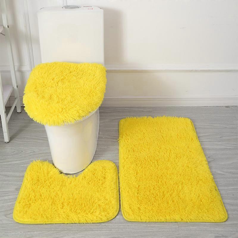 3pcs Luxurious Bathroom Mat Set - Plush Non-Slip Rug, U-Shape Contour Mat & Lid Cover - Perfect for Home Decor & Daily Use
