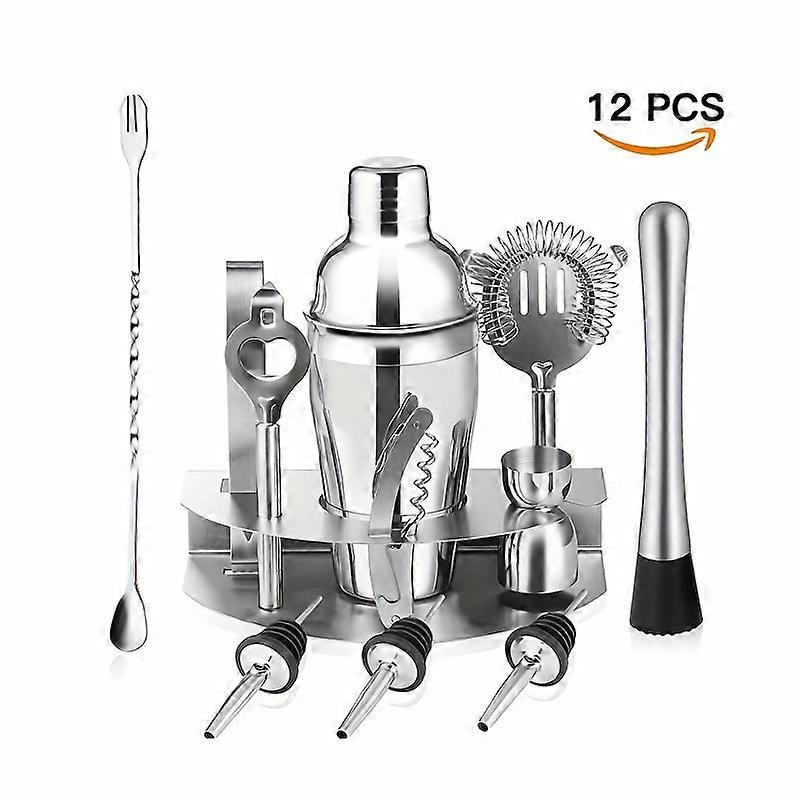 12個、ステンレス製カクテルシェーカーセット、ストレーナー内蔵バーツールキット、ミキシングスプーン&マドラー、ホームバーテンダーエッセンシャル