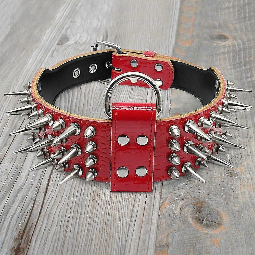 Jianghuo 2.0" lățime din piele de lux guler pentru câini Sharp Spike Studded Dog Collars pentru Rottweiler Pitbull Large X-Large Dog Training