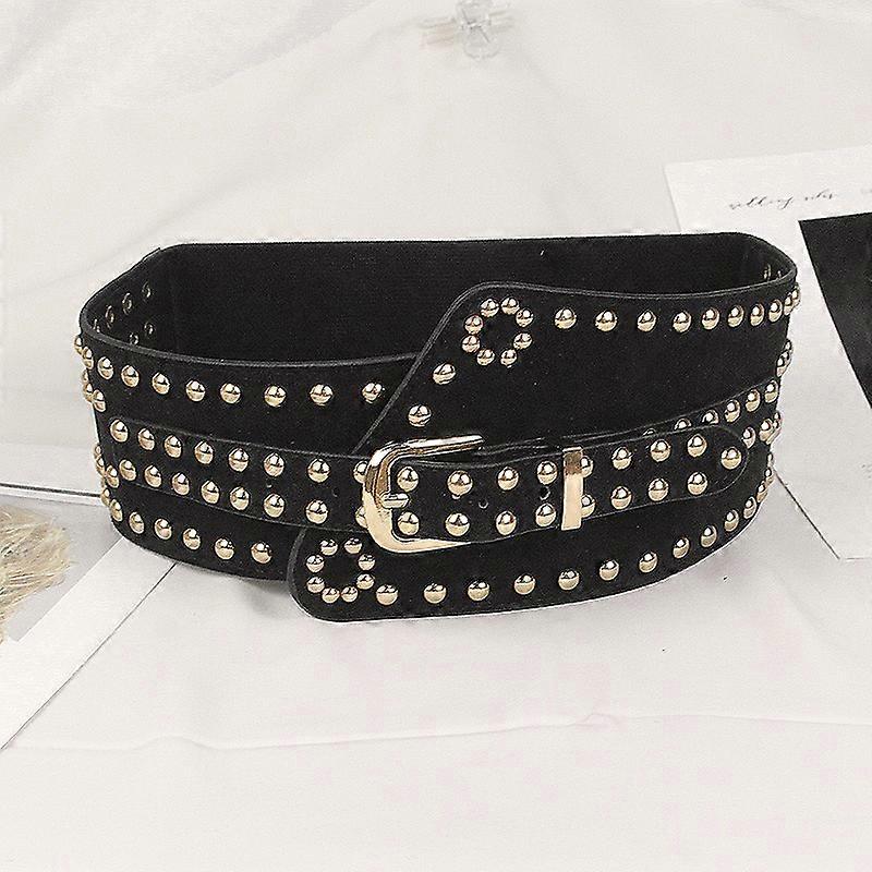 Women's Fashion Elastic Waist Seal Rivet Decorated Versatile Elastic Belt