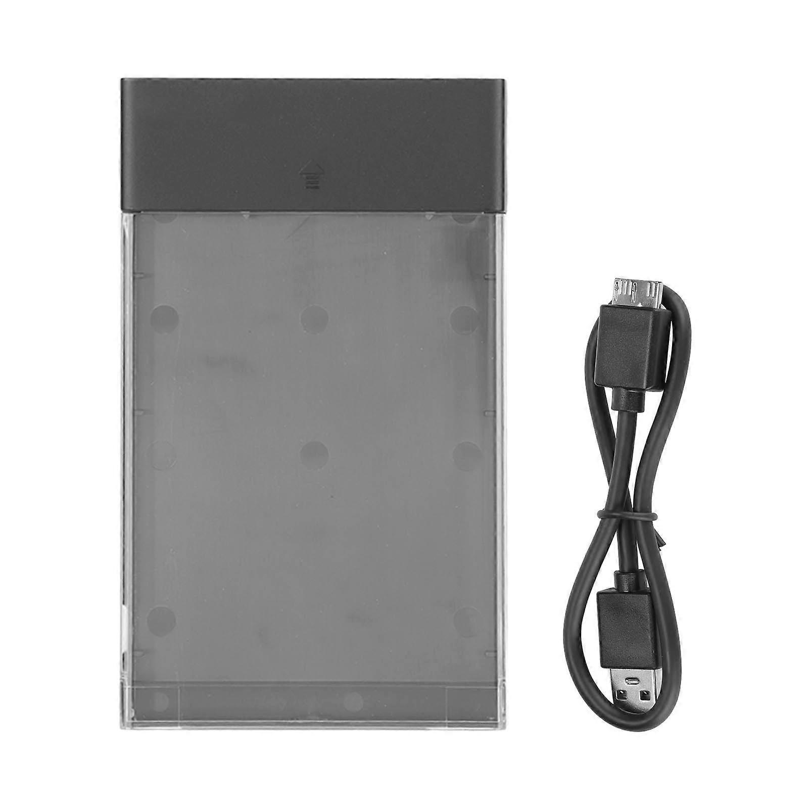 2.5in Hard Drive Enclosure Transparent Shell Reinforced Design LED Indicator Black USB3.0 SSD Enclosure for Computer