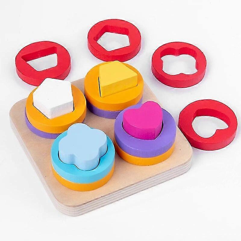 Push Pull Toys Baby Toys Educational Colorful Wooden Geometric Sorting Stack Building Puzzle Child Christmas Gift|