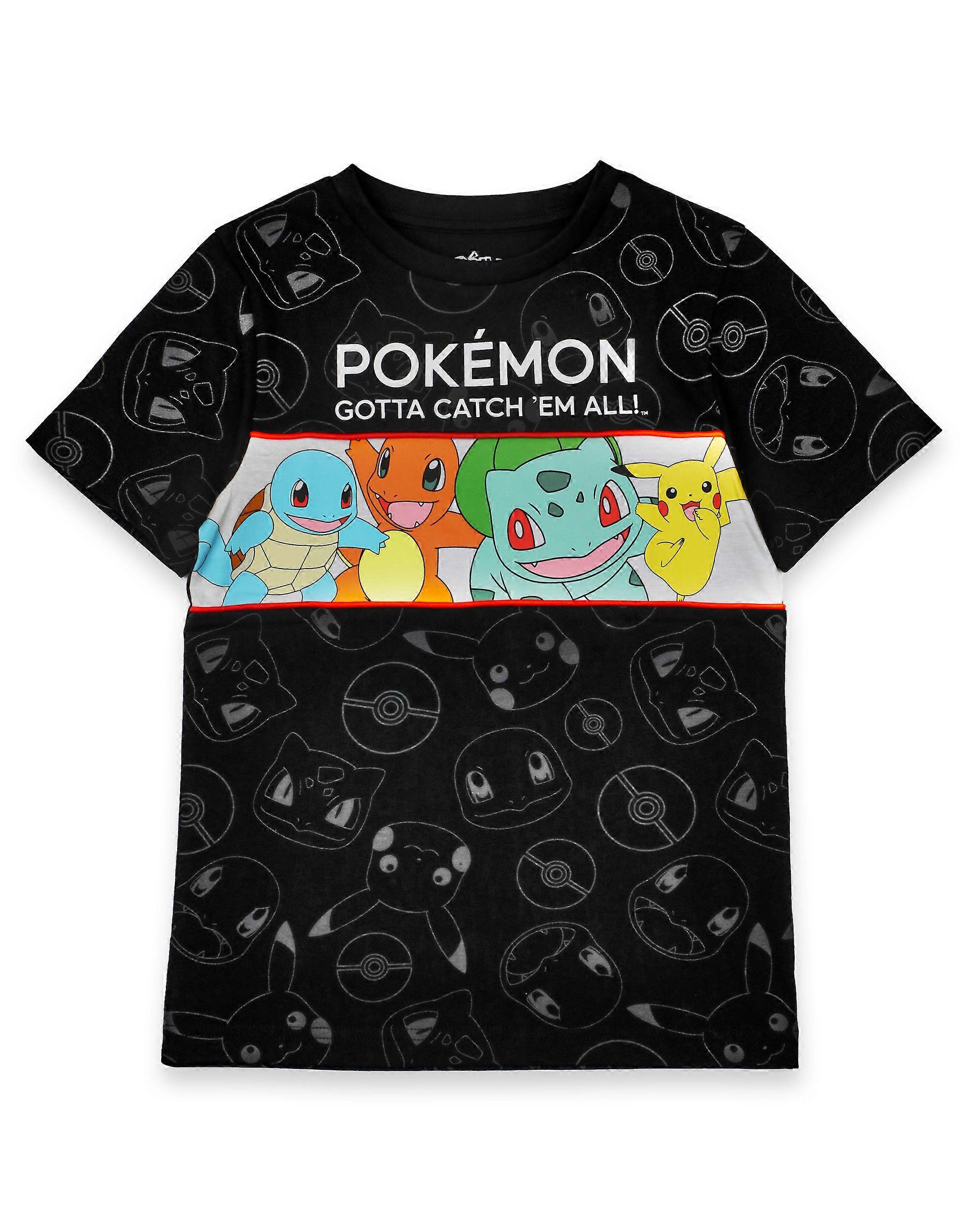 Pokemon Boys Short Sleeved T-Shirt Black Multi Character