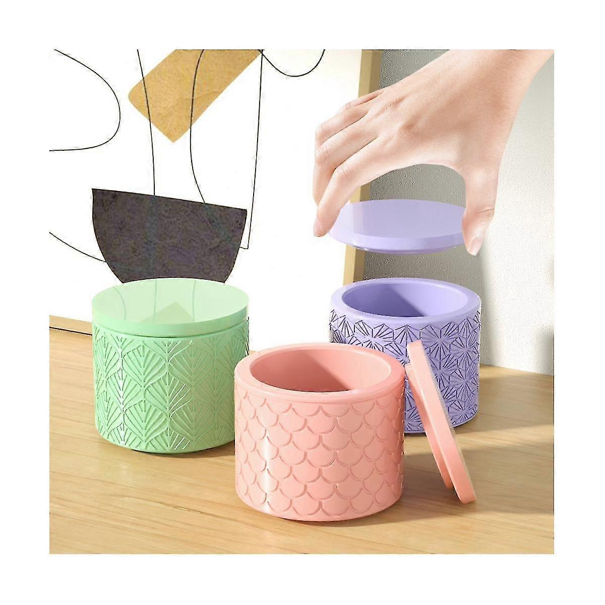 Diy Crystal Drip Rubber Round Fish Scale Leaf Patterned Cup Candle Storage Storage Jar Silicone Mol