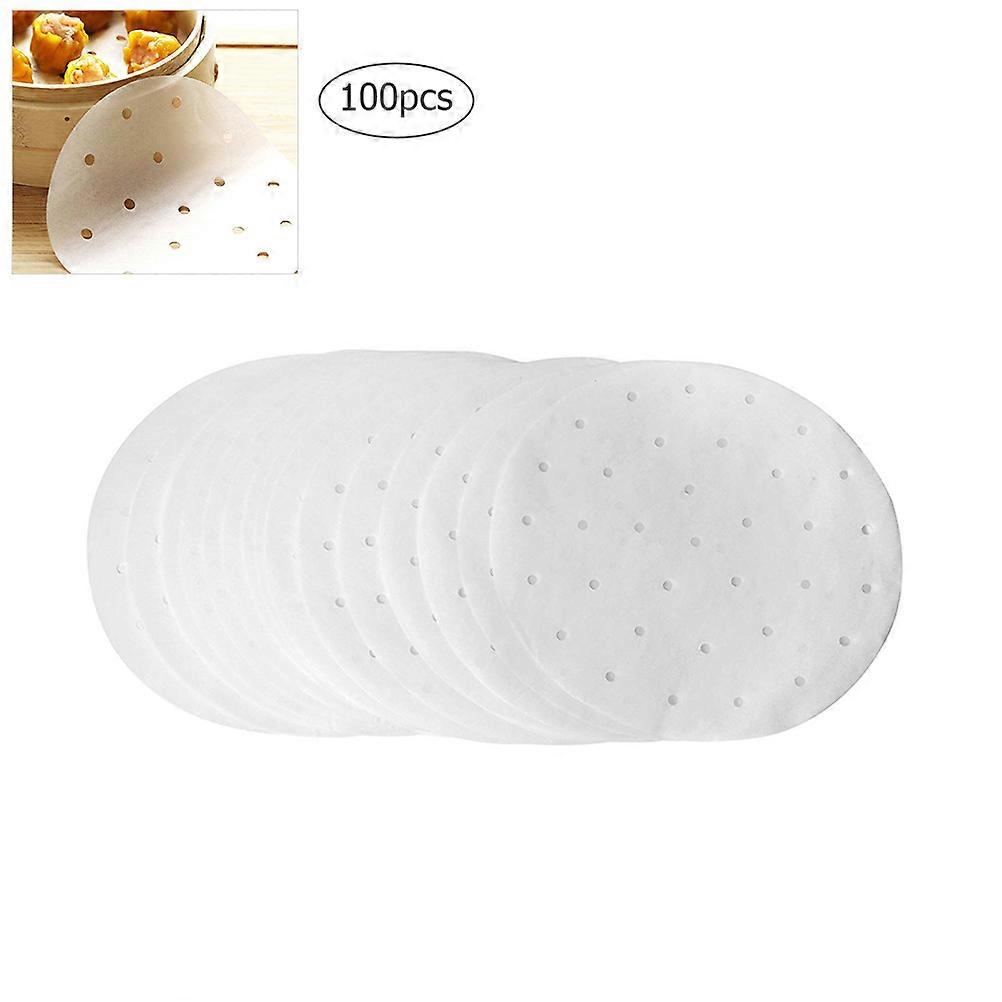 100PCS Round Air Fryer Paper Non Stick Pads Perforated Parchment Paper