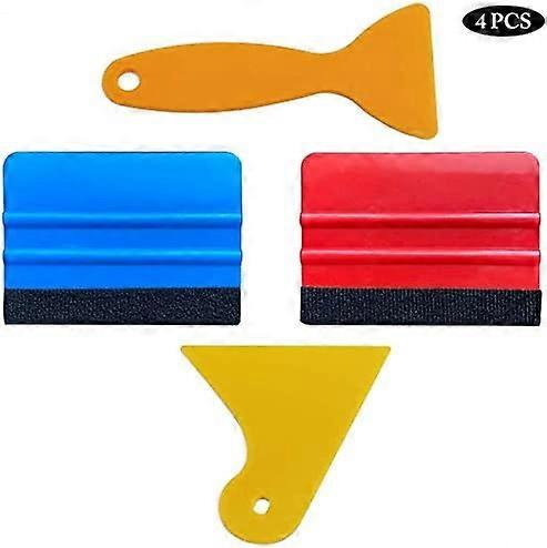 4PCS Felt Edge Squeegee Car Wrapping Tool Kits 4 Inch Vinyl Wrap Squeegee Applicator Tool