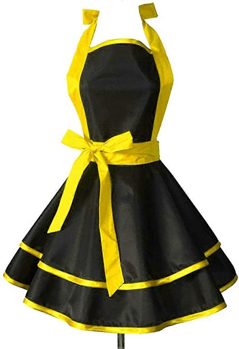 Tablier en coton Vintage princesse taille cravate imperméable tablier Chef blouse tablier - jaune