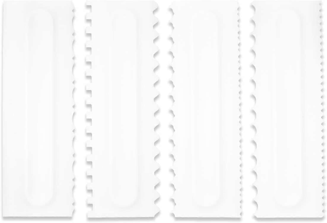 Cake Serrated Plastic Scraper Tool Kitchen Baking Cream Scraper - 4 Pack
