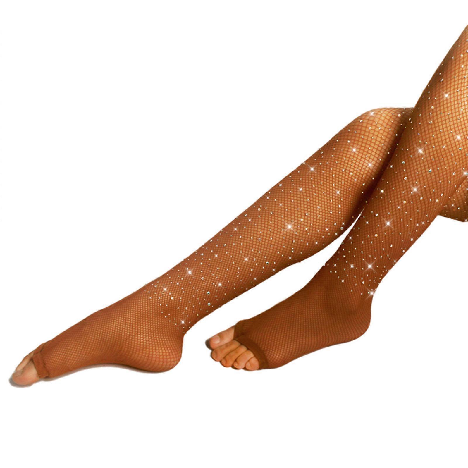 Professional Latin Dance Diamond Tights Women Sexy Open Toe