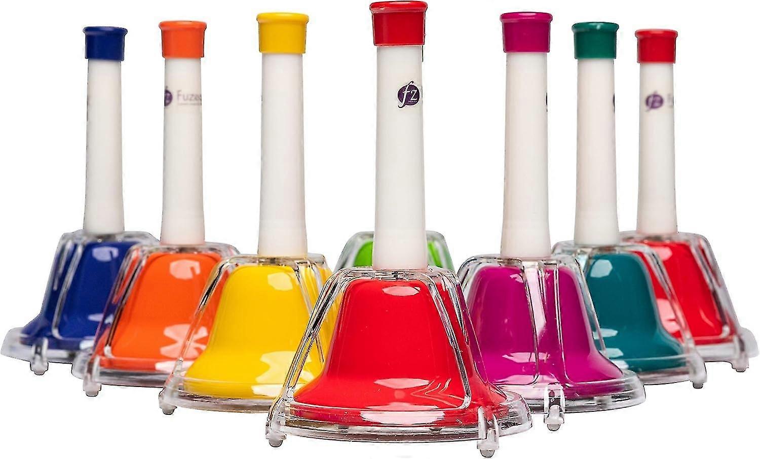 - 70608 - Lot de 8 cloches accordes - 2 en 1 - A secouer frapper - 1 couleur = 1 note - Originale