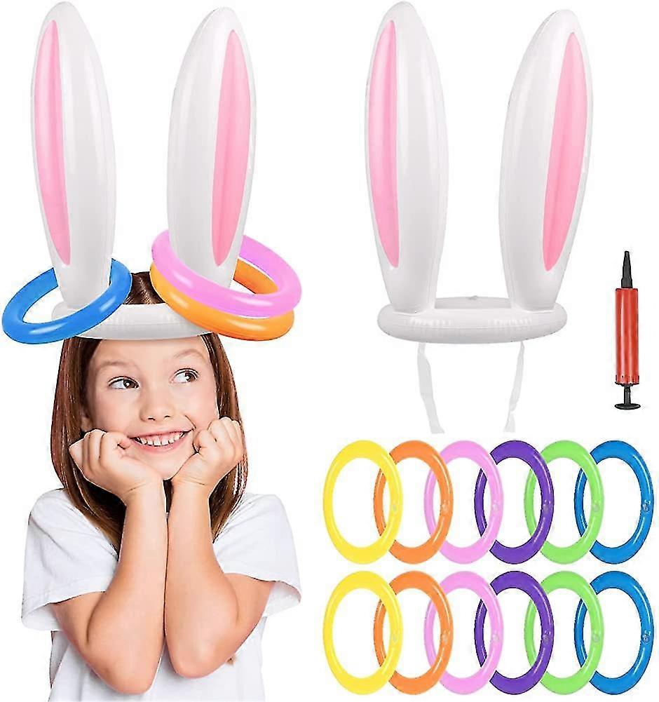 Inflatable Easter Toss Game 2pcs Inflatable Bunny Ear Hats Rabbit Toss Hat