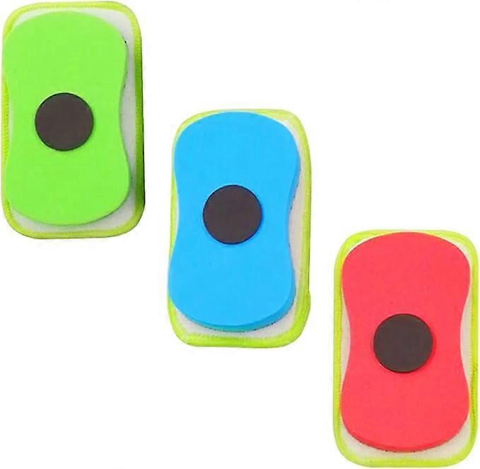 3pcs Small Magnetic Erasers Whiteboard Dry Eraser Chalkboard Cleaner Square Shape Board Wiper Erase Pens for Classroom Home Office (Random Color)