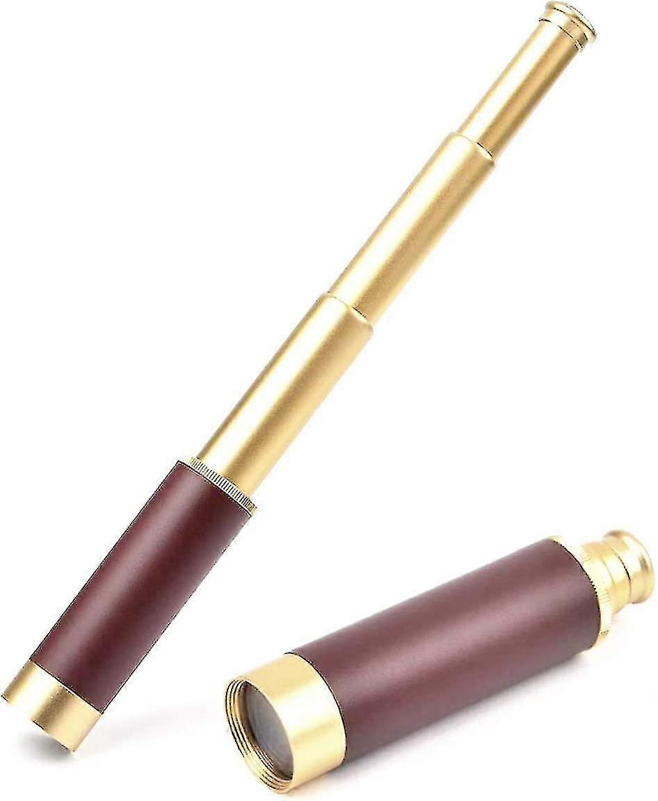 Retro Telescope Portable Pocket Monocular 4 Sections Copper Plated HD Monocular1 - Mishan