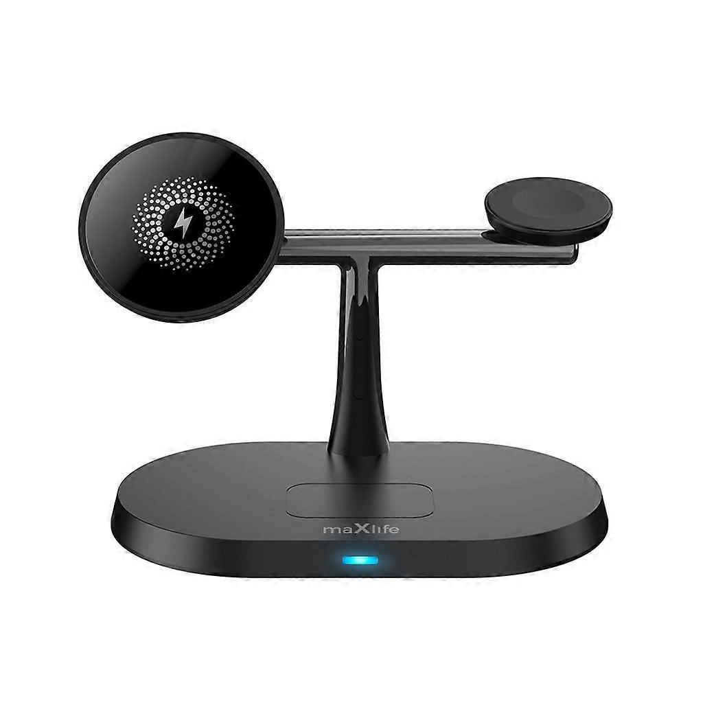 Maxlife 3-i-1 Trådløs Lader, 15W - Svart