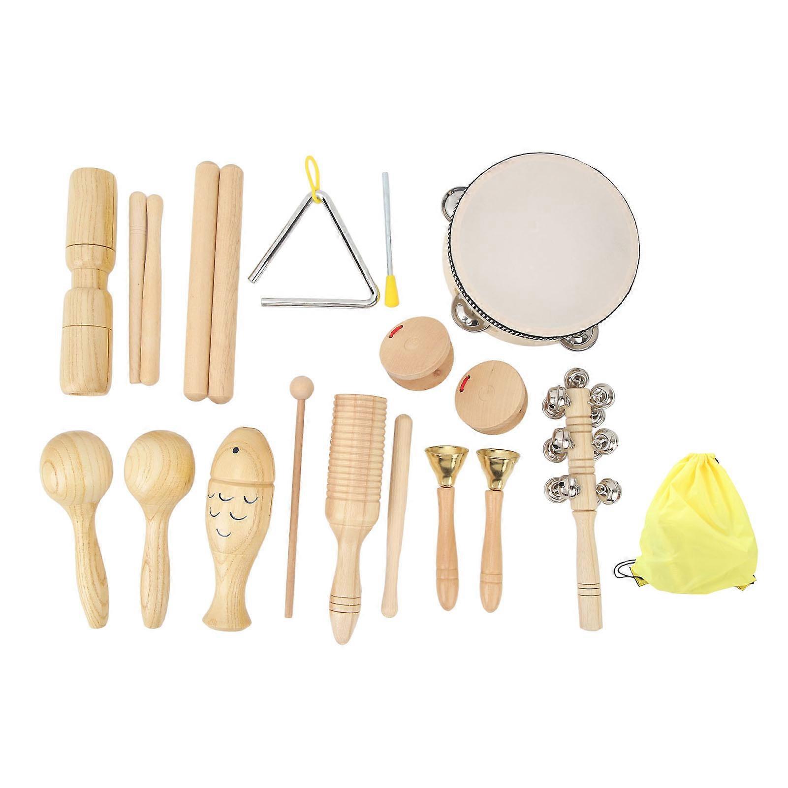10 pz Set strumenti a percussione musicali in legno in acciaio inox strumenti musicali per bambini