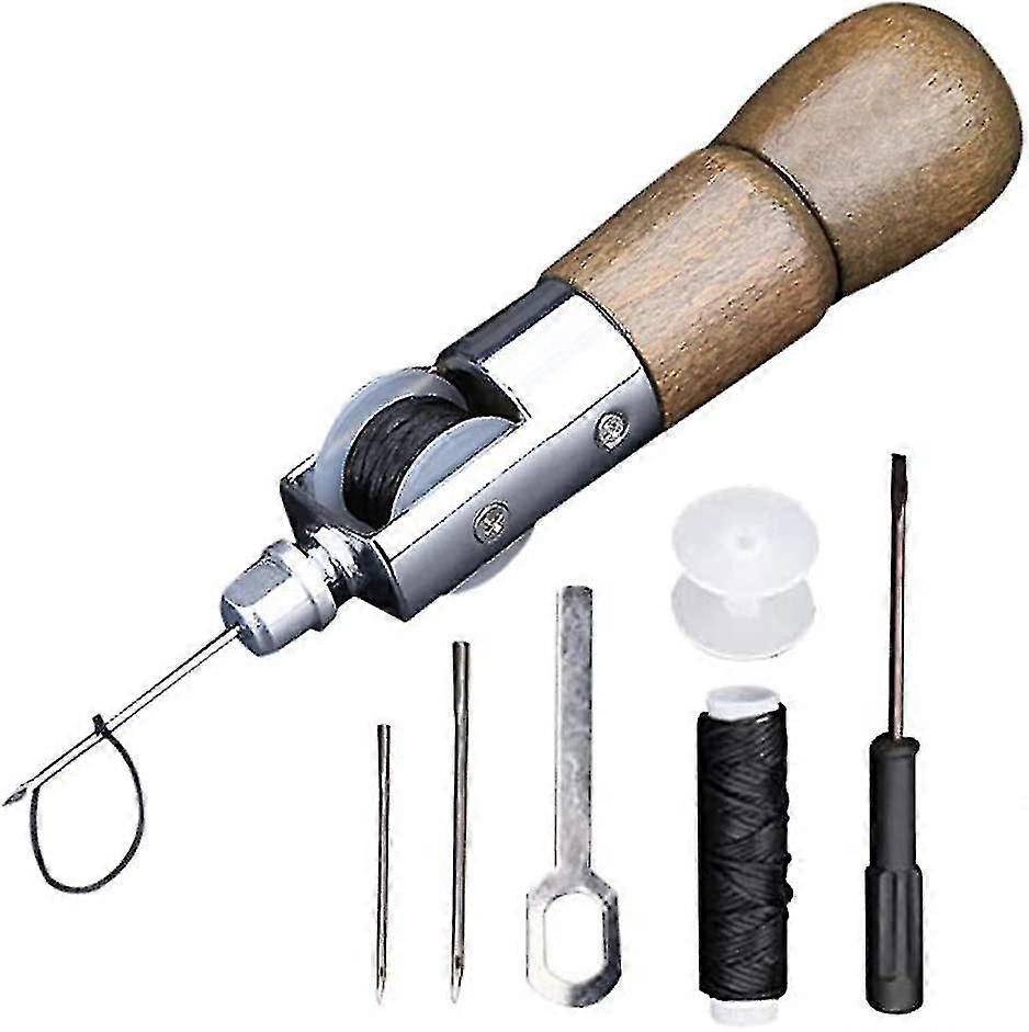 7 stuks / set lederen naaigereedschap diy lederen handnaaigereedschap kit voor leer en canvas naaien (173mm)