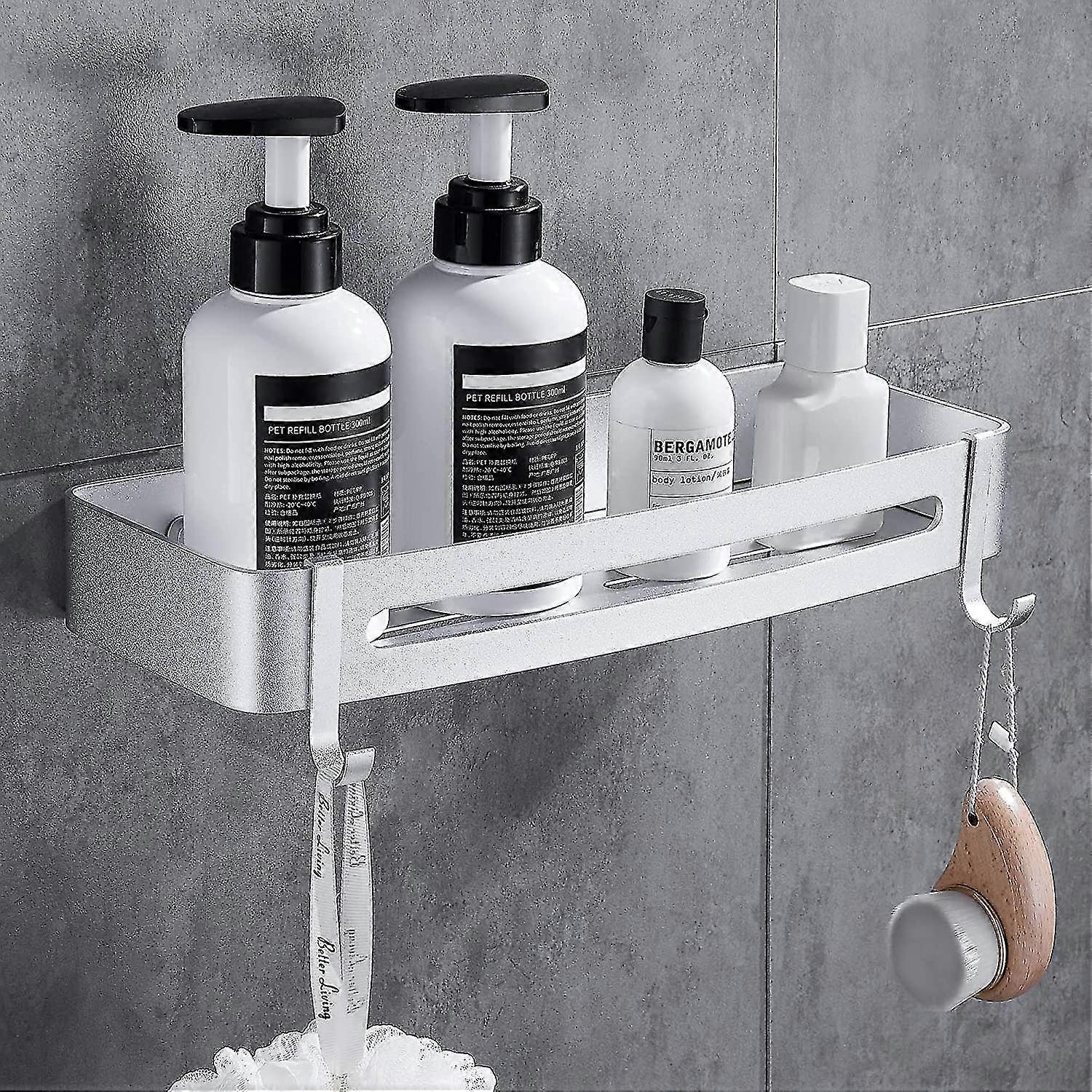 Shower Shelf Without Drilling, Shower Basket, Shelf Without Nails, No Damage, Al