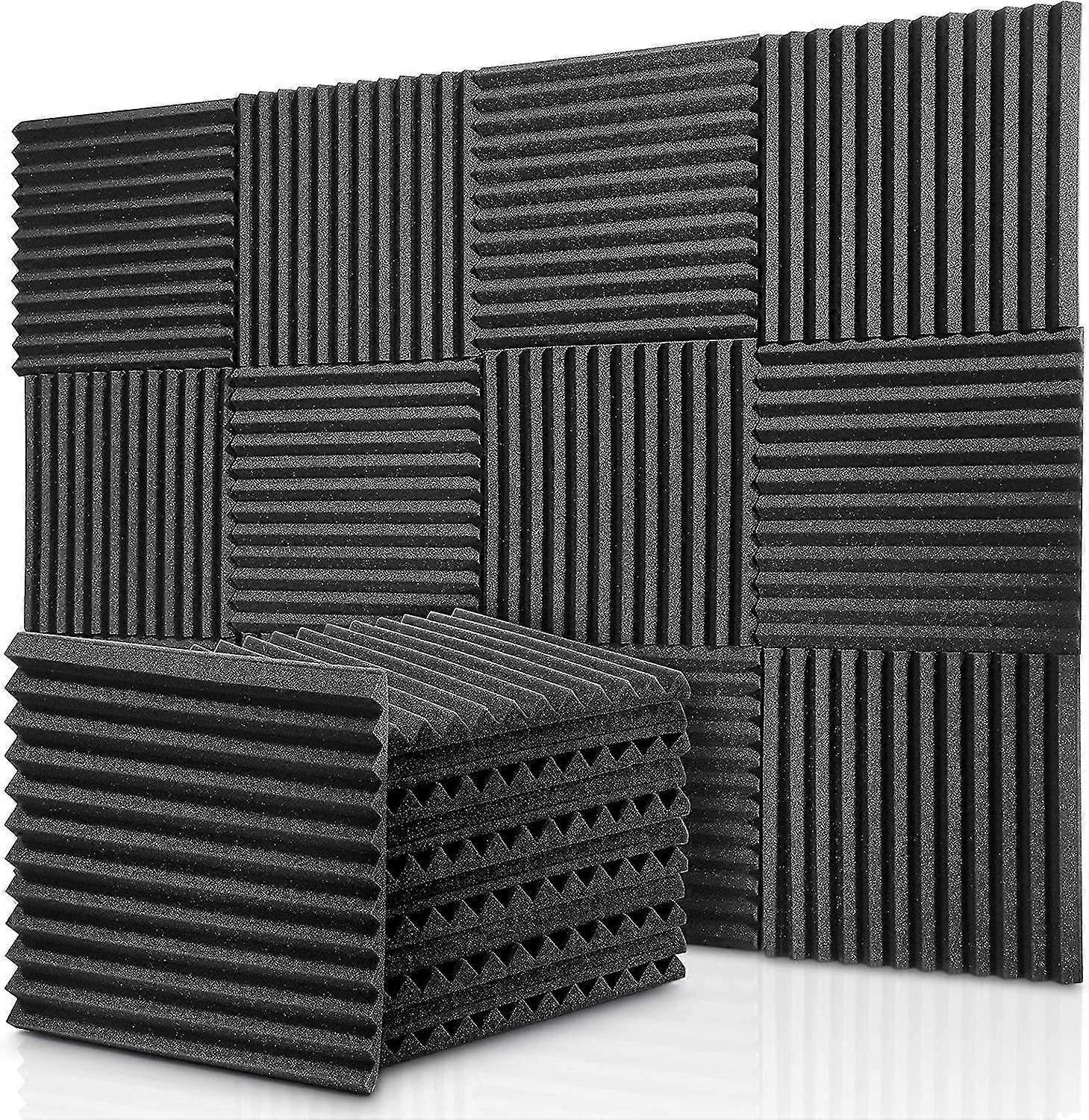 12-pack Acoustic Foam Panels Wedges, Fireproof Soundproofing Foam Noise Cancelling Foam For Stu