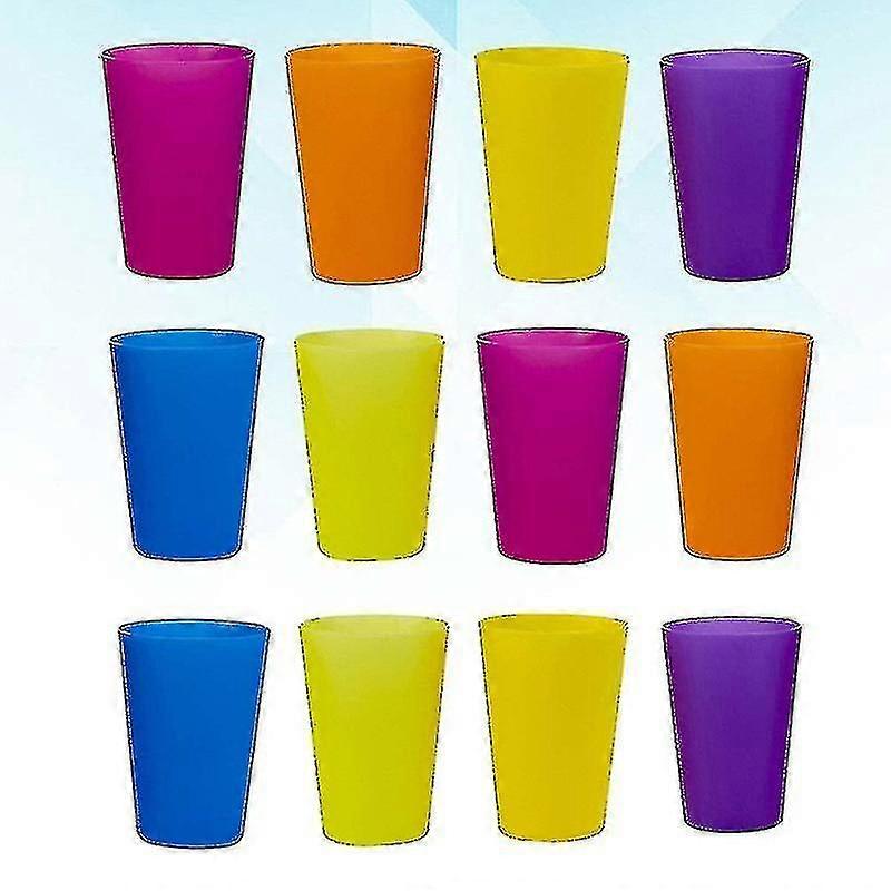 12pcs Plastic Solid Color Teeth Wash Cup Without Cover (assorted Color)