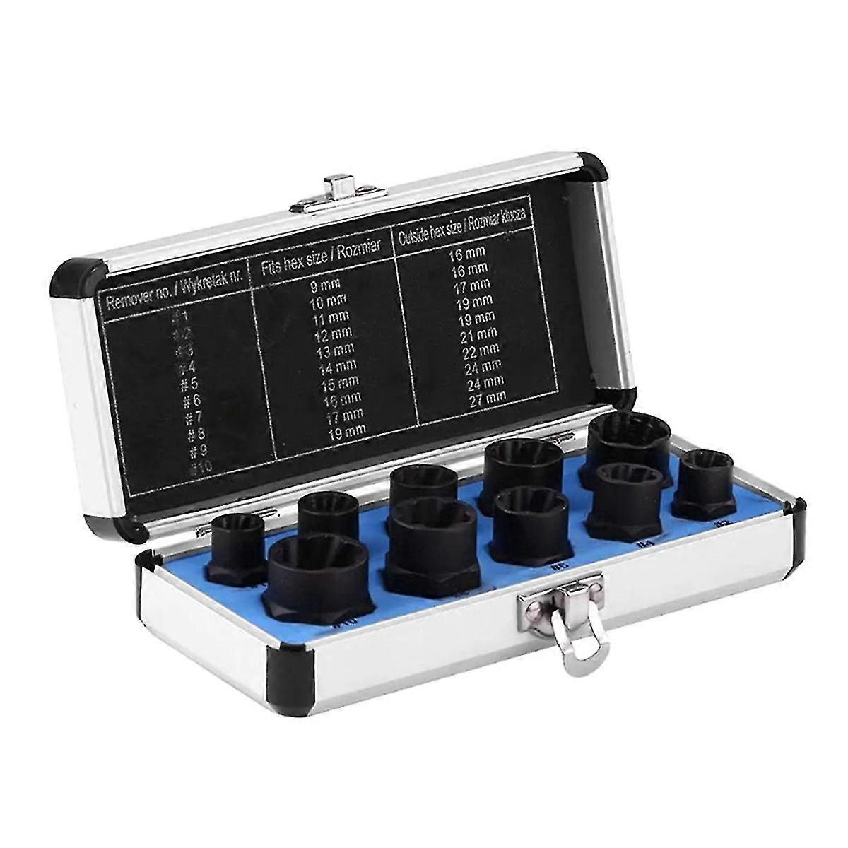 10pc Nut Extractor Set Broken Screw Nut Removal Tool Set Machine Repair Combination Tool Set