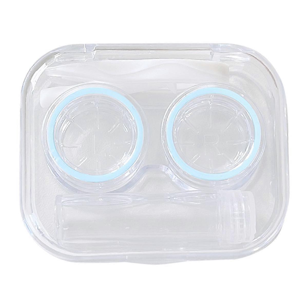 1pcs Transparent Contact Lens Case Portable Transparent Mini Simple All-in-one Contact Lens Case,blue