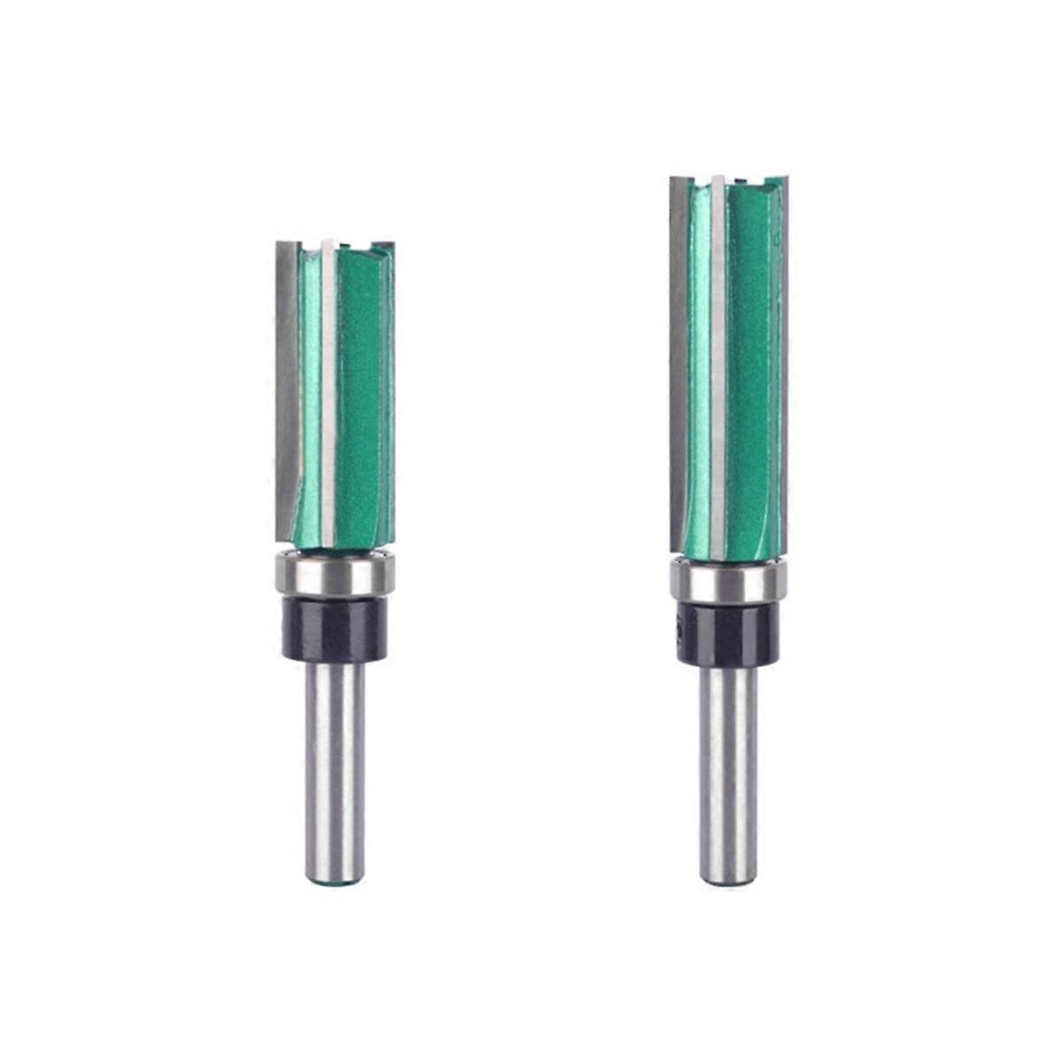 2pack Bearing Four-Edge Straight Knife 4-Tooth Slotted Handle with Bearing Trimmer Heads Woodworking Milling Cutter 8mm