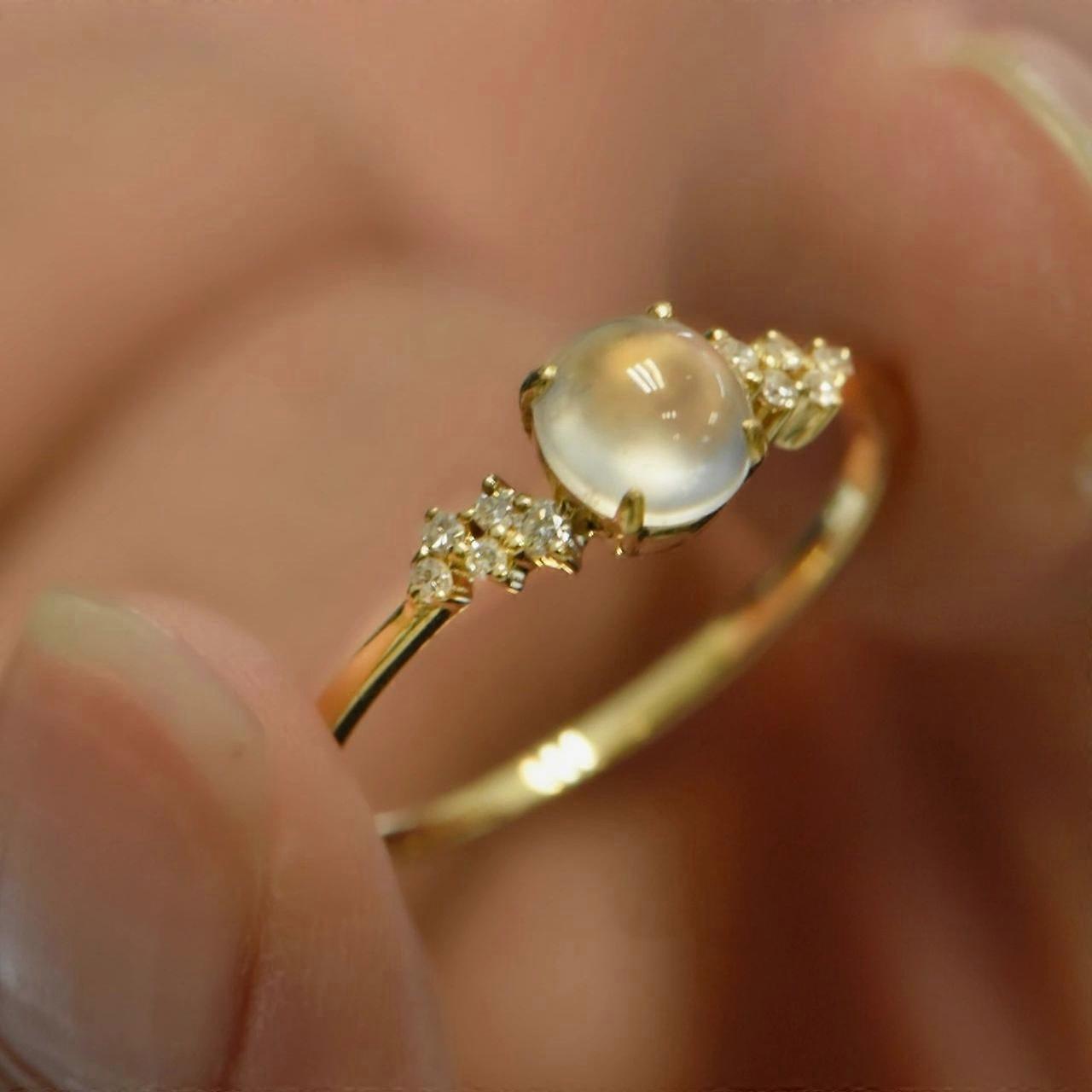 Moonlight Stone Ring Exquisite Women's Ring Adjustable Sparkling Diamond Ring