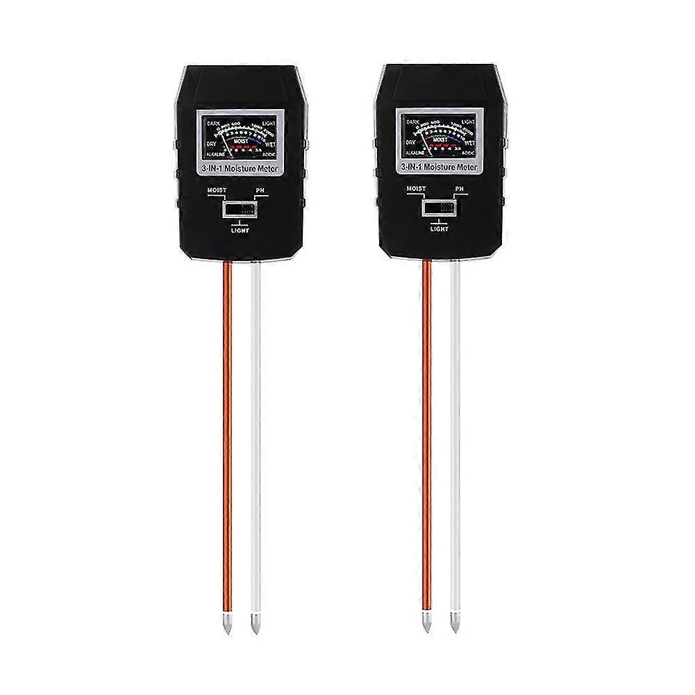 2 Pack 3-in-1 Soil Moisture Meter,moisture Ph Light Tester,plant Water Soil Monitor Testing Tool Fo