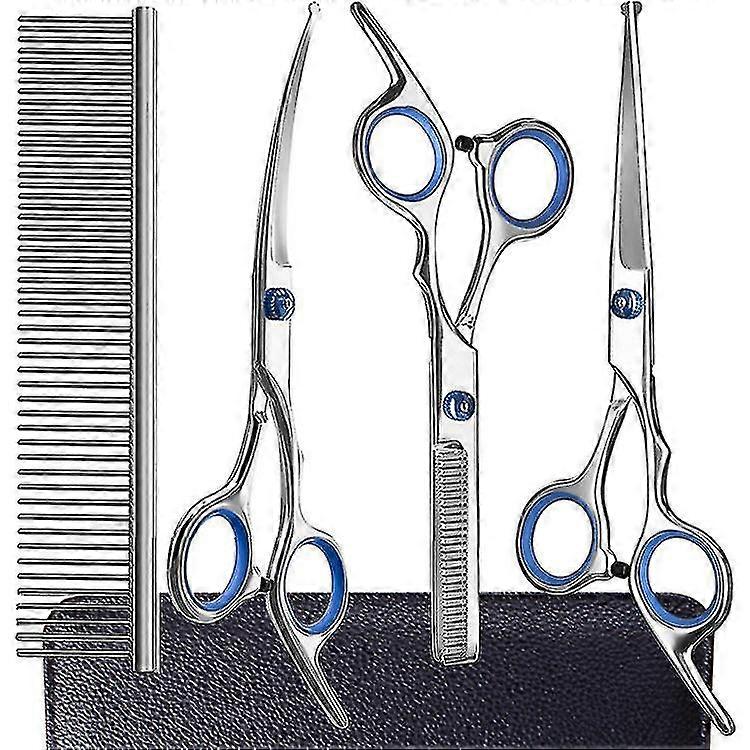 3pcs Dog Grooming Scissors Kit Professional Safety Thinning Shears Comb