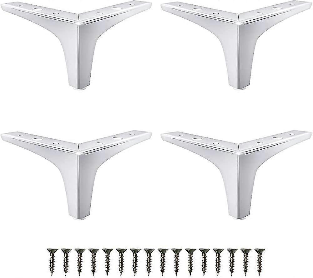 メタル家具脚セット4、マットシルバーソファ脚6インチ、モダンスタイル