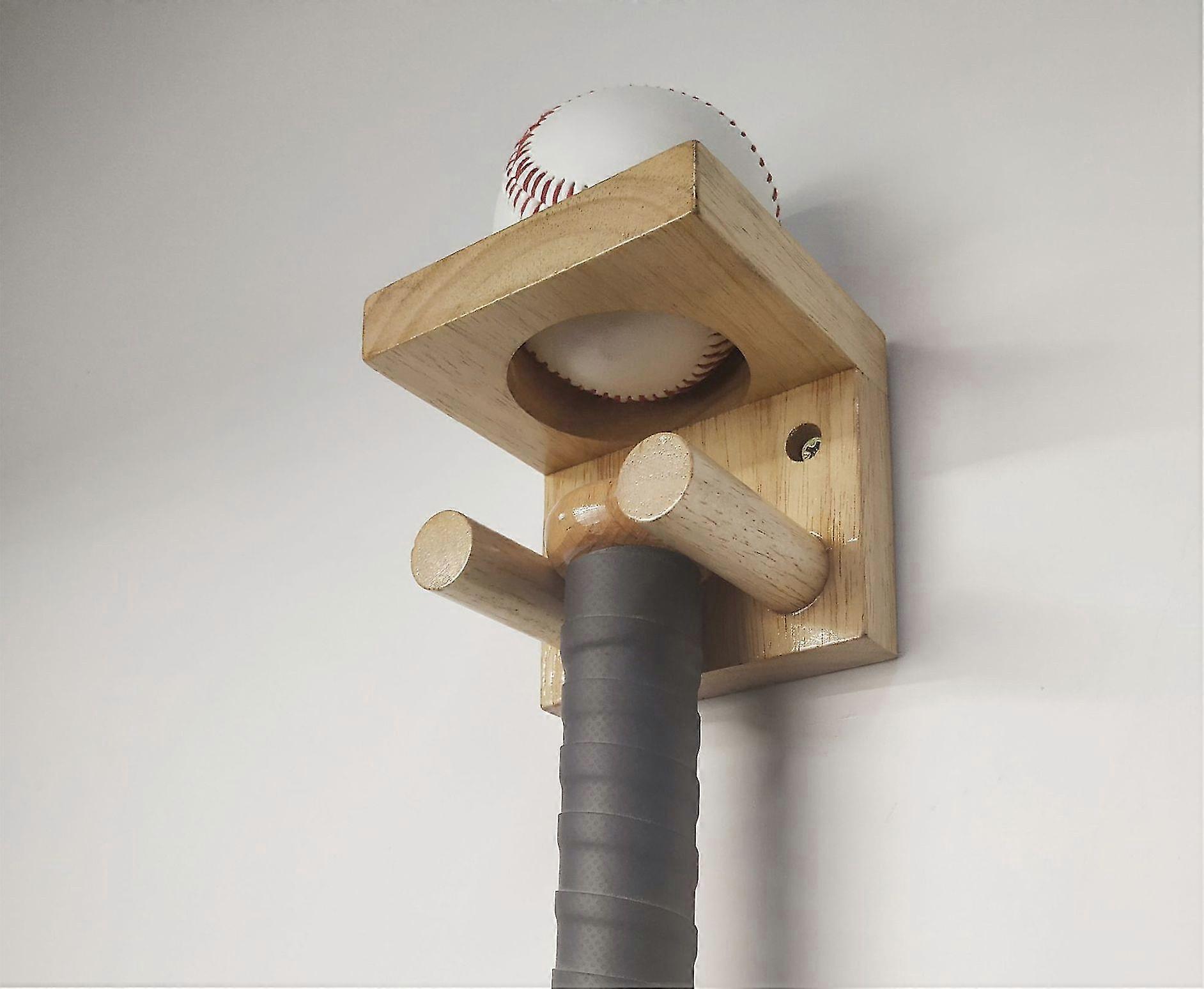 Bat And Ball Rack/softball Holder Wall Mount Wood Display