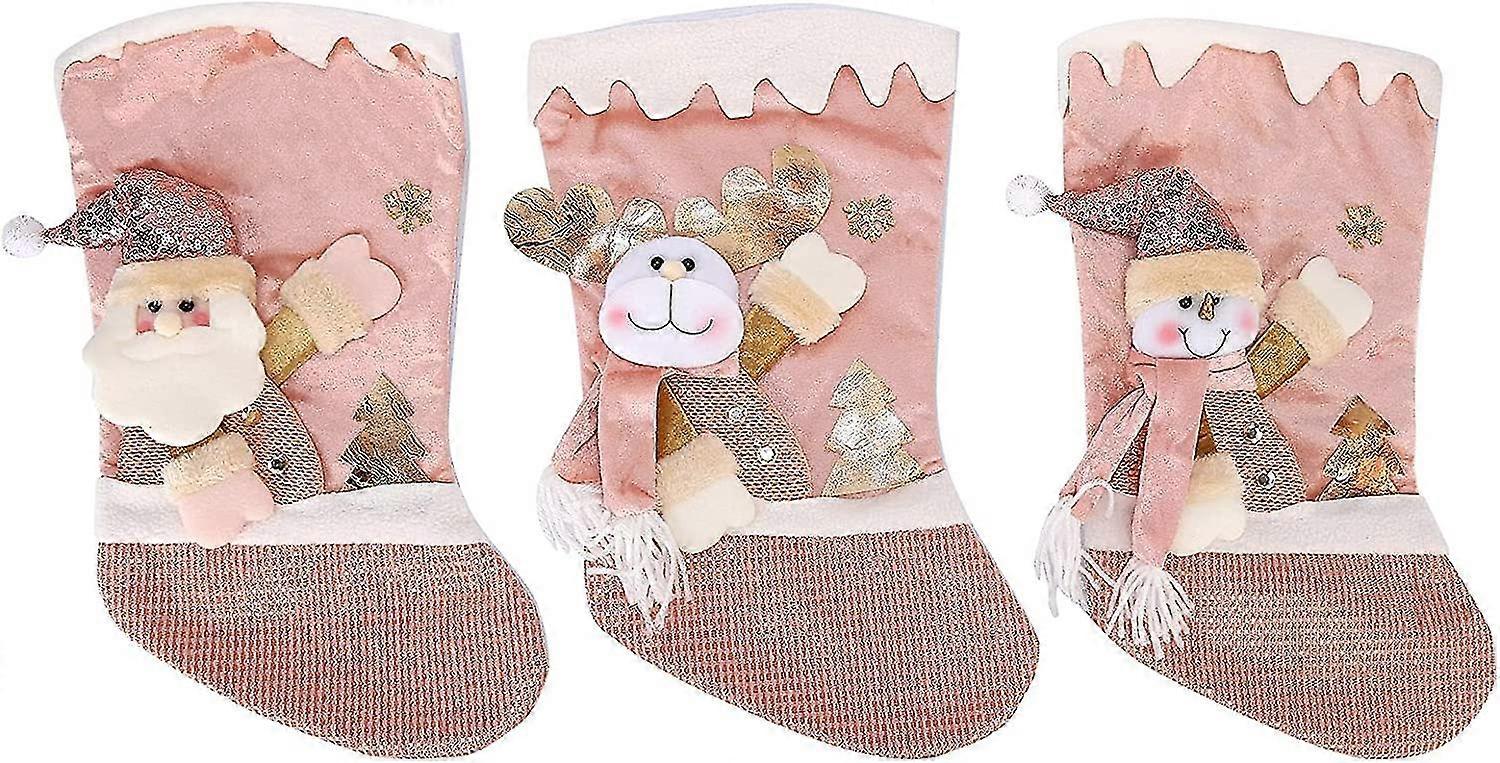 3pcs large christmas stocking hanging ornaments