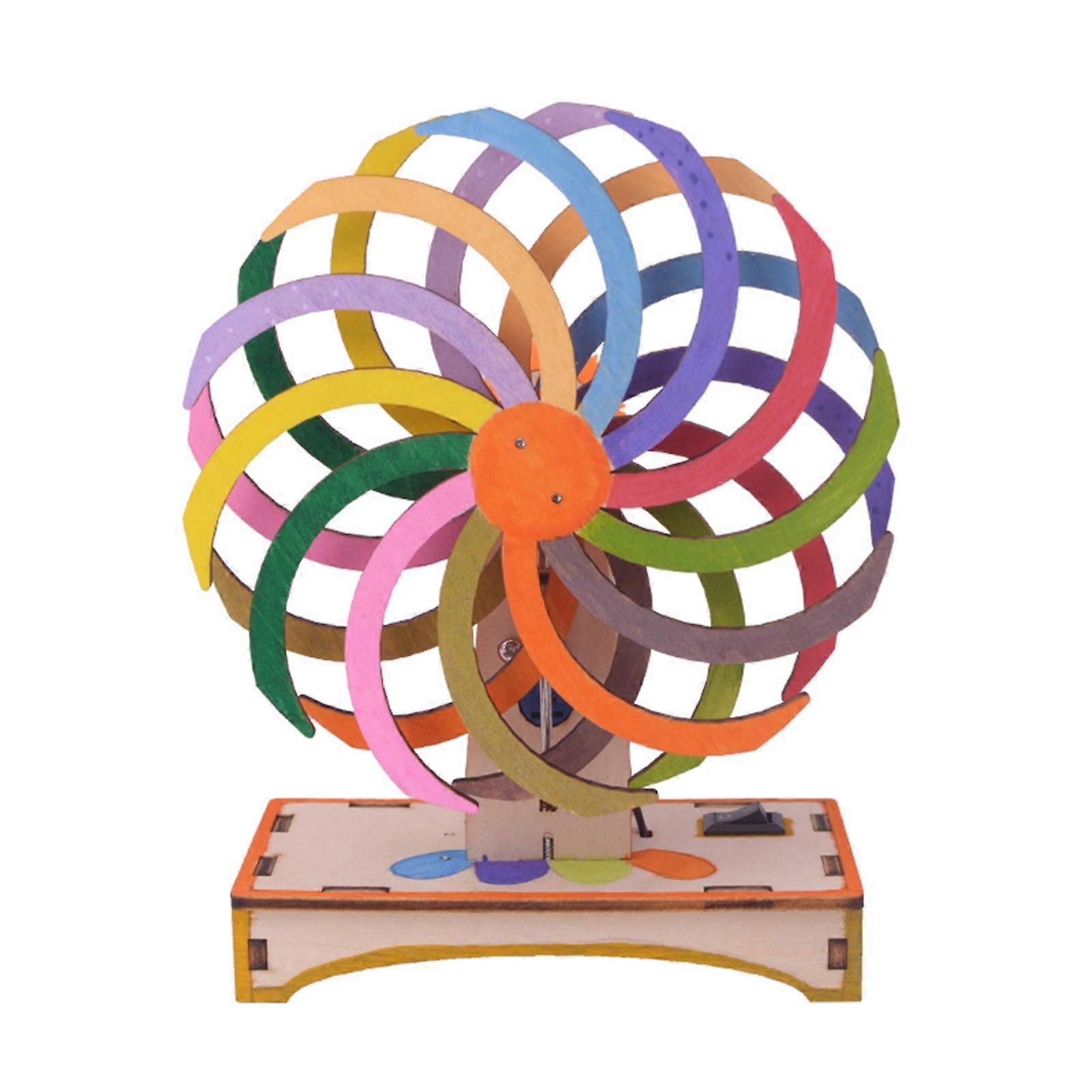 1 Set Visual Dislocation Toys Parent-child Interaction Gear Driving Turntable Hand-on Ability Wood Visual Temporary Dislocation Science Experiment Toy