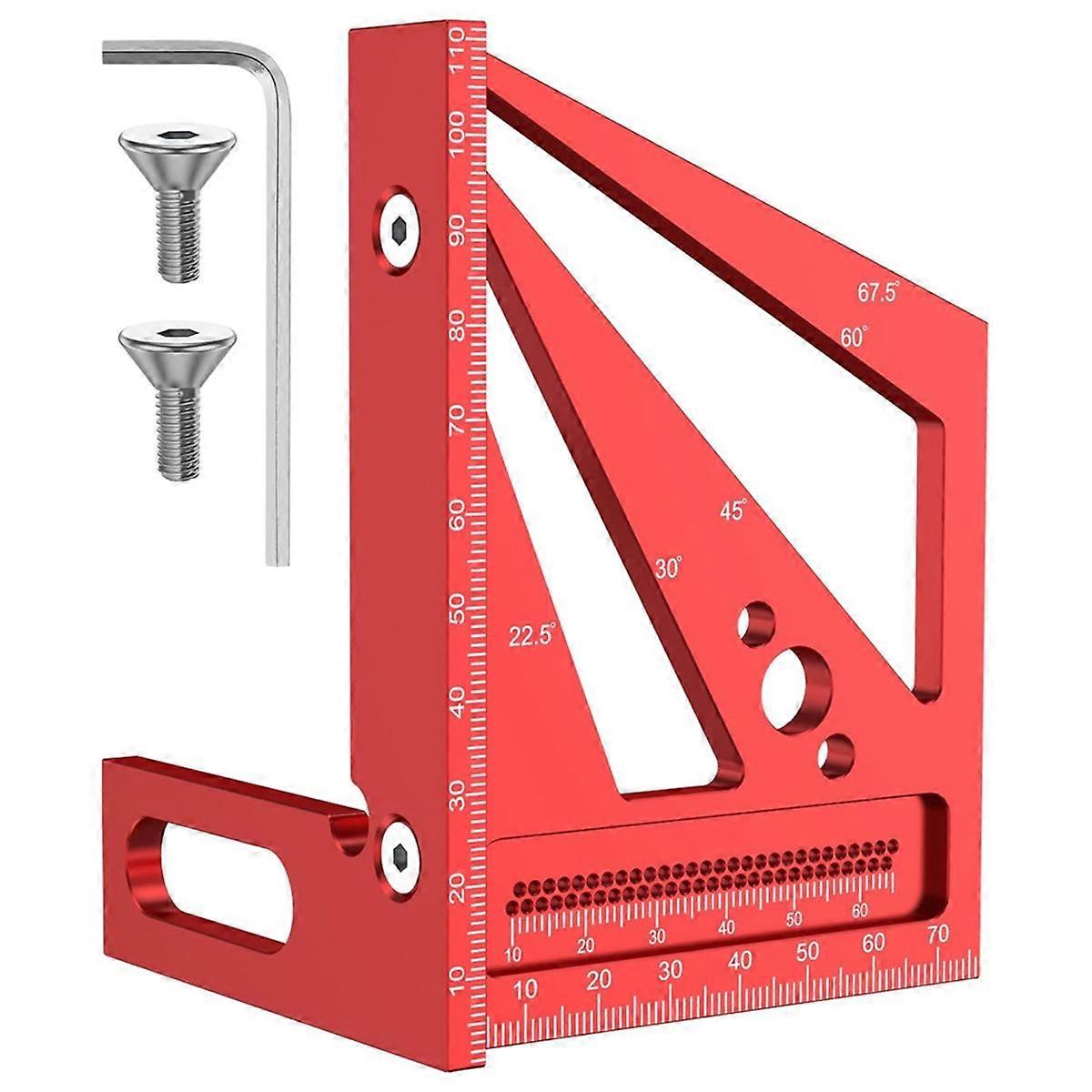 Aluminum Alloy 3D Multi-Angle Measuring Ruler, Precision 22.5- 90 Woodworking Square Ruler, Drawi