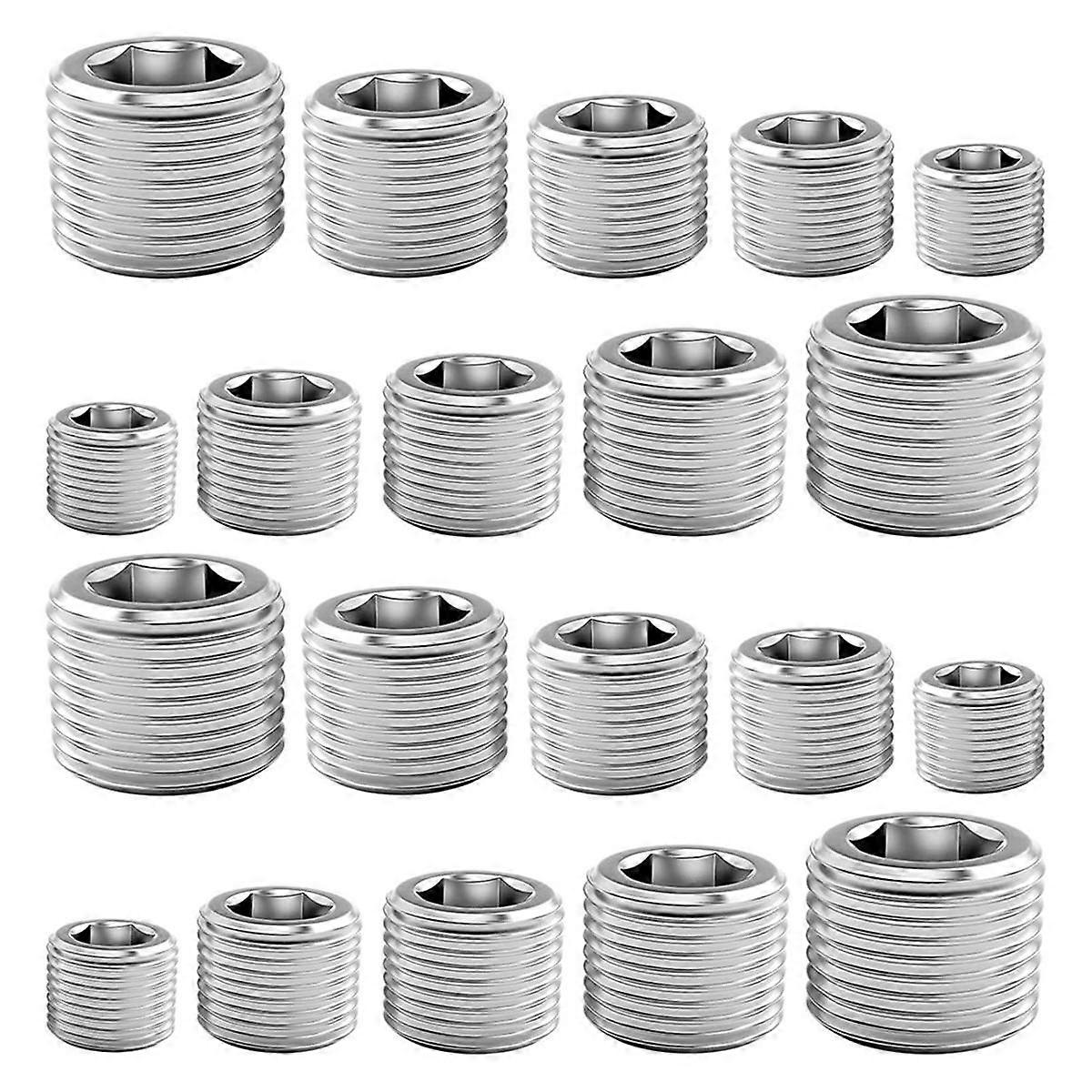 Pipe Plug Accessories Combo Kit, 1/8 inch 1/4 inch 3/8 inch 1/2 inch 3/4 inch NPT Male Hexagonal Th