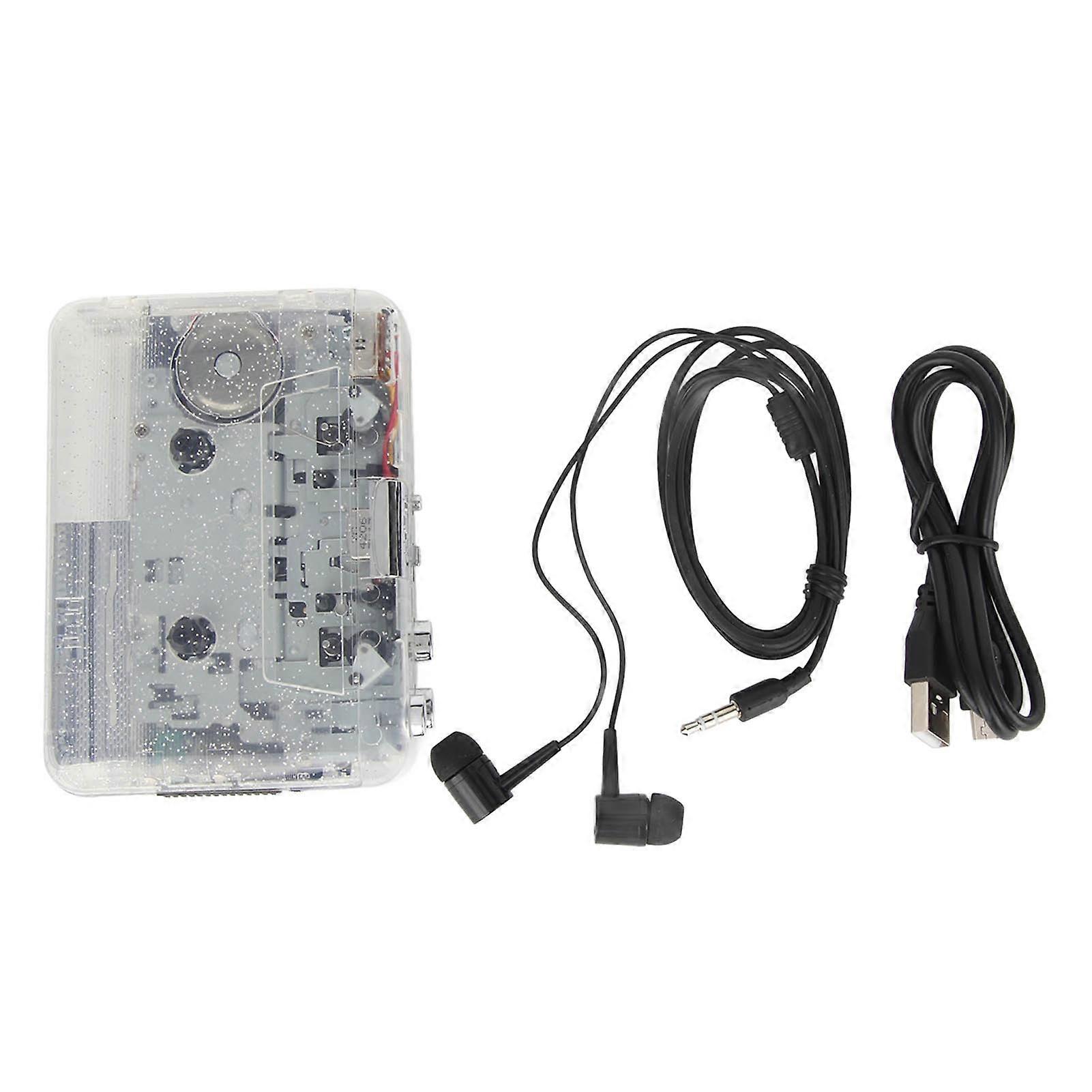 Cassette to MP3 Converter HiFi USB 2.0 Interface Transparent Shell Portable Cassette Recorder Player