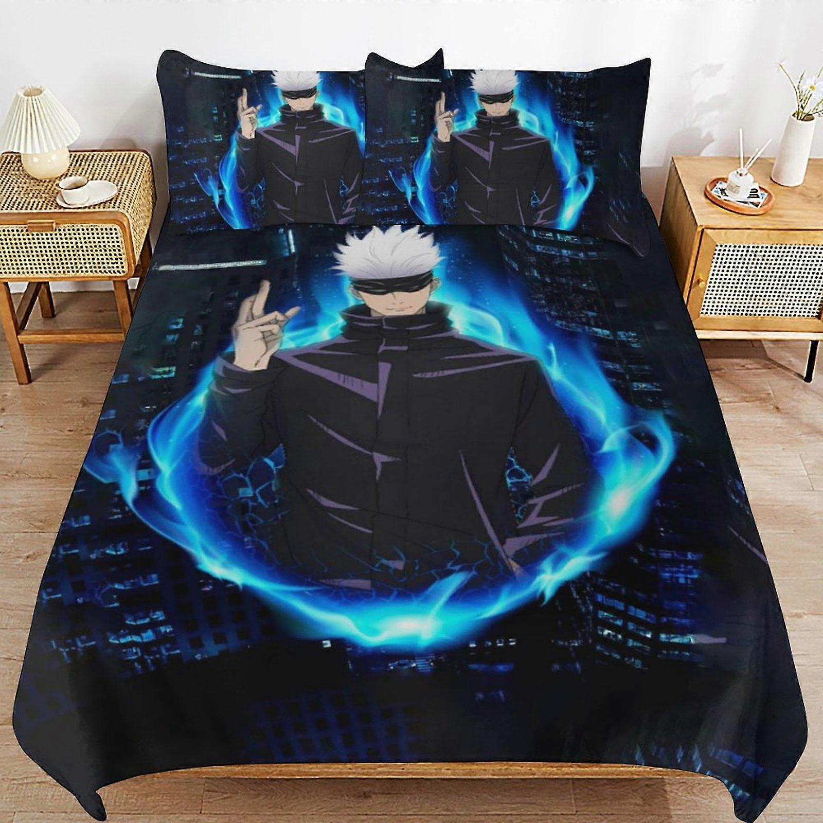 Bedding set WM498 Jujutsu Kaisen Gojo Bedding Set Duvet Cover Comfortable and Lightweight Cartoon Bedding 3 Piece (Multiple sizes to choose from)  SW4