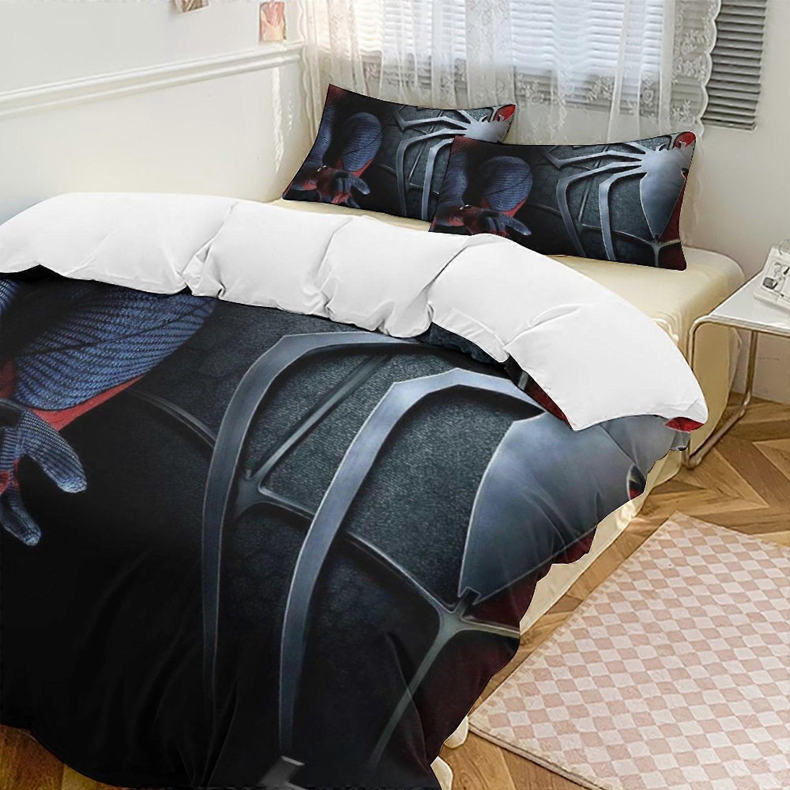Zm589 Spider-Man 3-Piece Twin Bed Set - Includes 1 Single Quilt And 2 Pillow Cases Bedding - Fade Resistant Microfiber Lc589