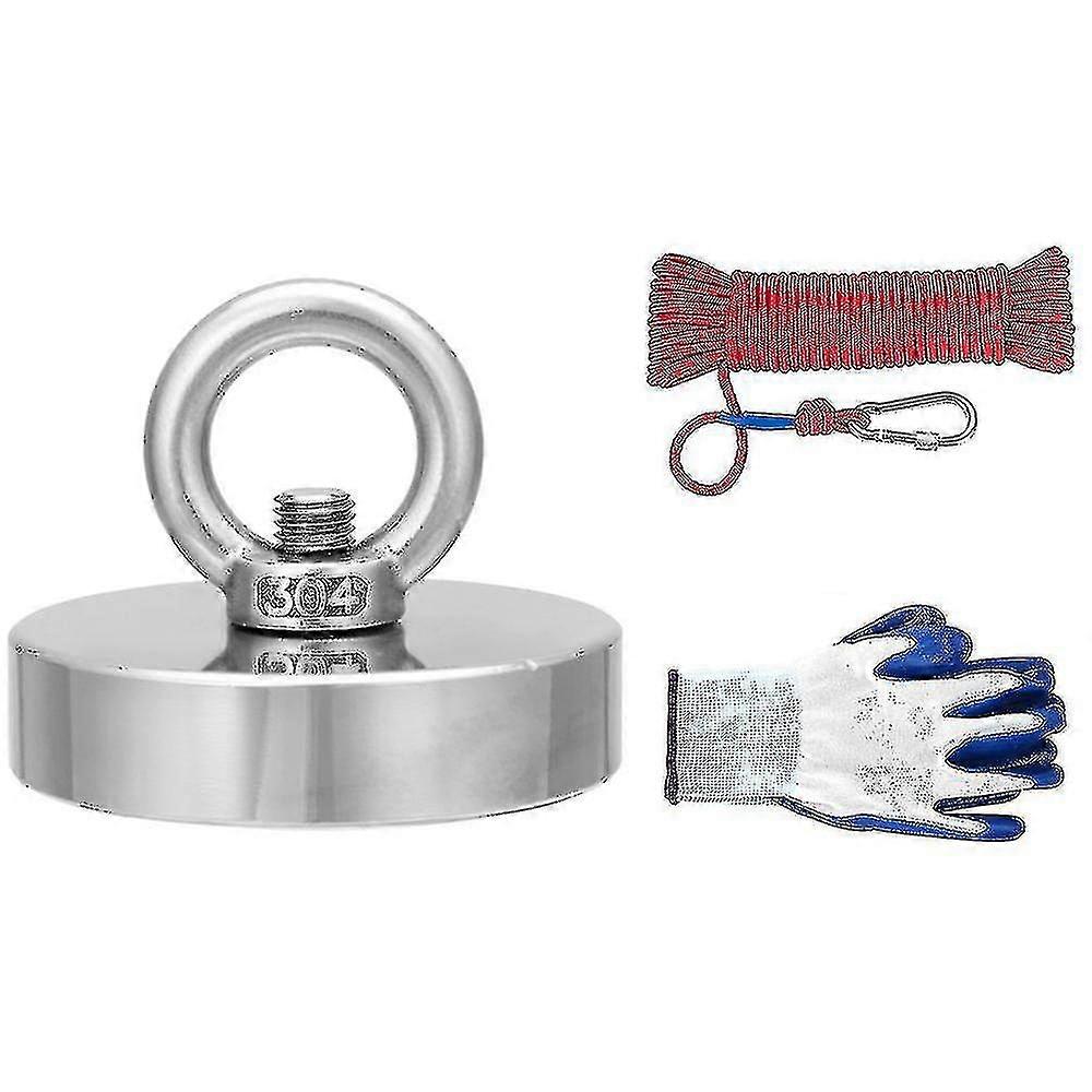 35-600kg Neodym-Angelbergung Bergungsmagnet mit 20m Seil und Handschuhen zur Erkennung von Metallschätzen _