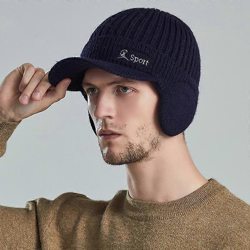 Men Outdoor Ear Protection Woolen Cap