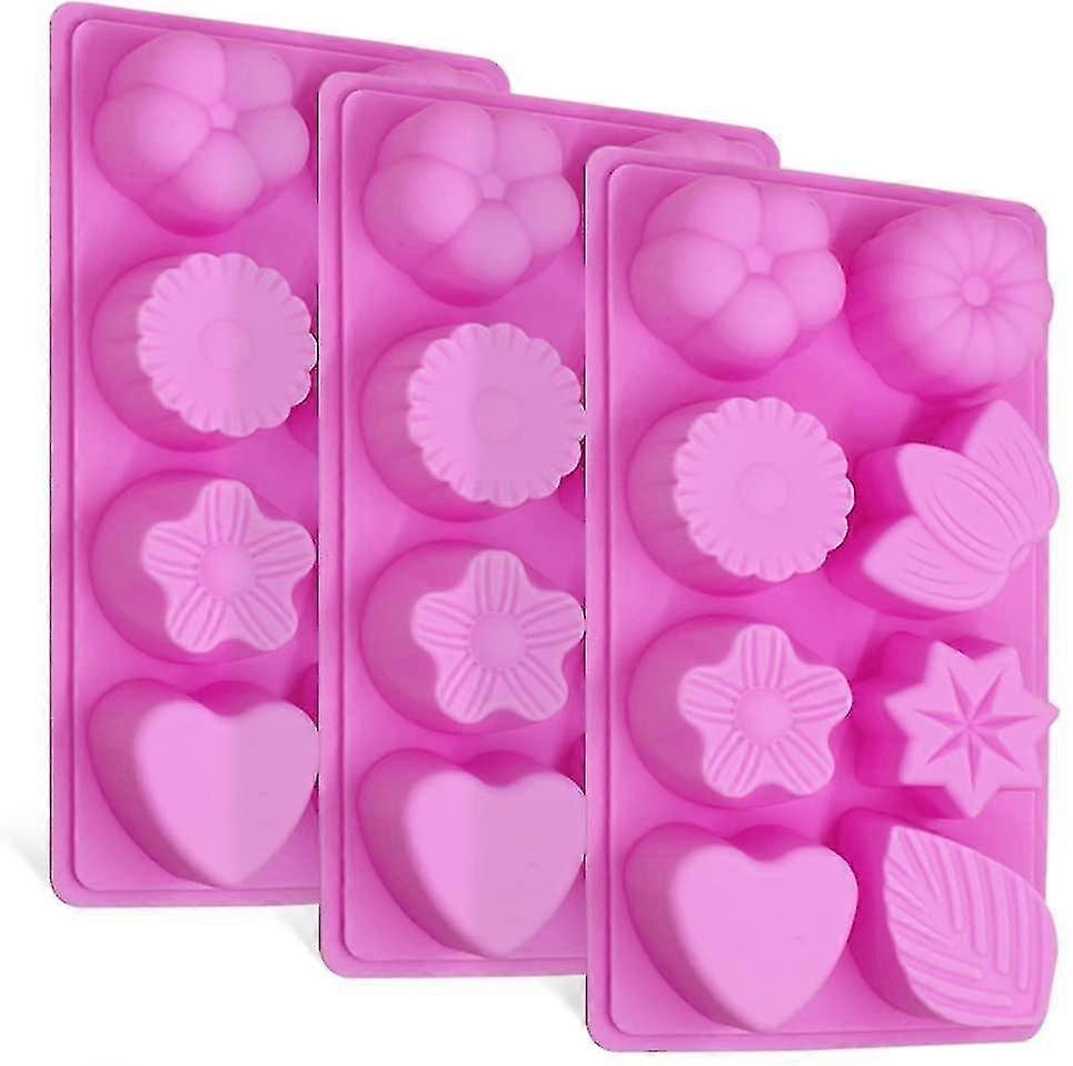 3 Pcs Floral Leaf Silicone Molds,  8-Cavity