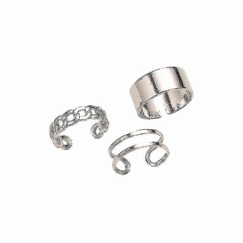 New Hollow Geometric Round Punk Ring Set