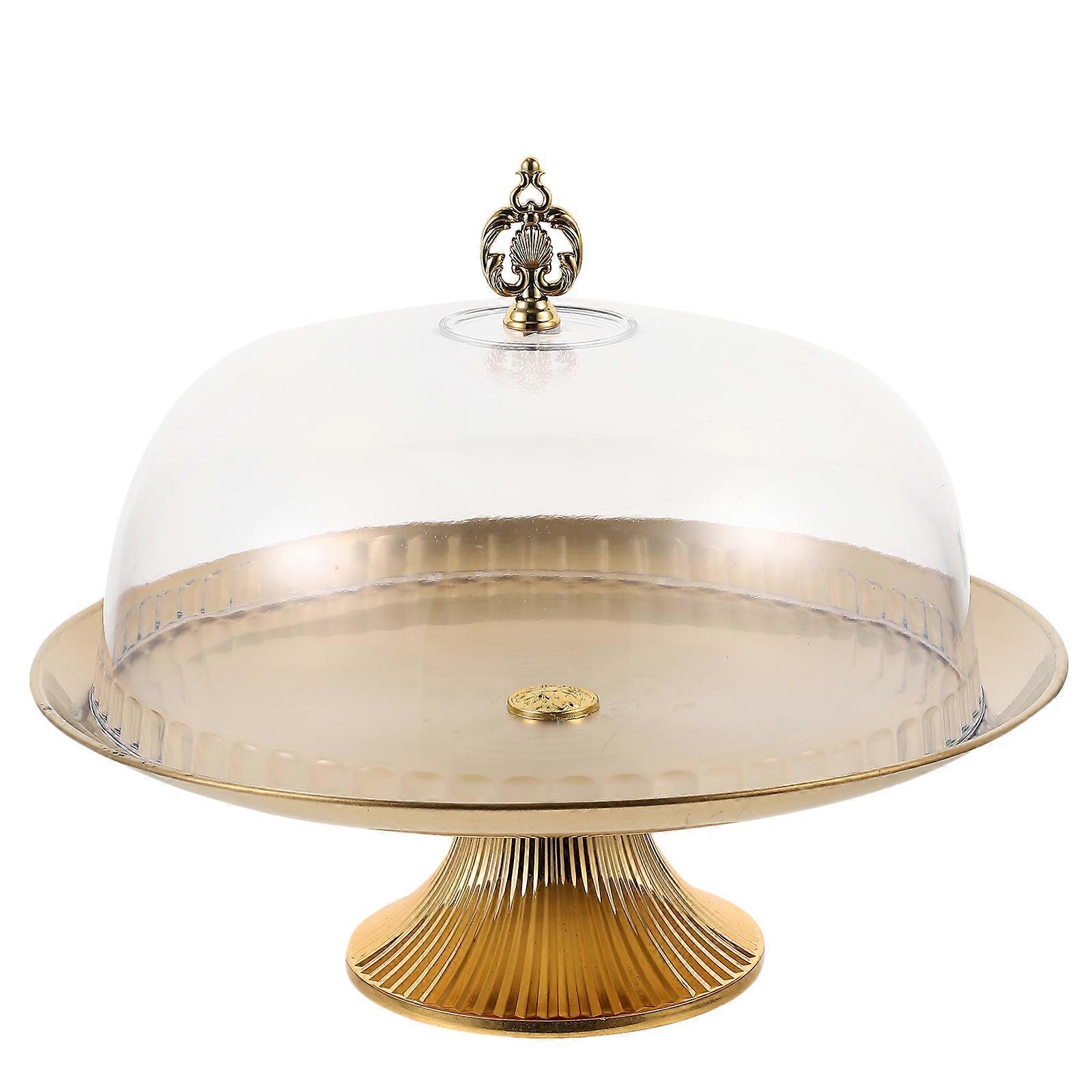 Cake Stand with Dome Chocolate Candy Display Plate Salad Cupcake Snack Tray Serving Platter